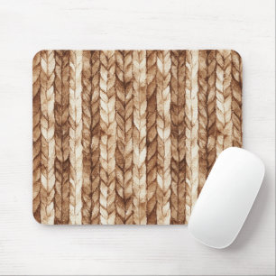 Chic Brown Cream Faux geweven strepen Muismat