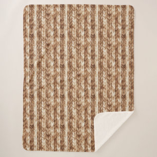 Chic Brown Cream Faux geweven strepen Sherpa Deken