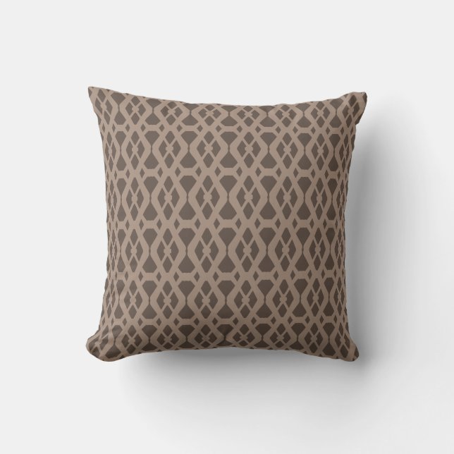 Chic Brown en Beige Diamond Pattern Kussen (Voorkant)