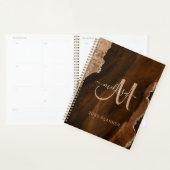 Chic Brown Gold Glitter Agate Custom Monogram 2023 (Devant avec enveloppe)