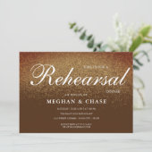 Chic Brown Gold Glitter Rehearsal Dinner Kaart (Staand voorkant)