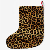 Chic Brown Gold Leopard Animal Print Christmas  Grote Kerstsok (Achterkant)