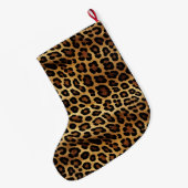 Chic Brown Gold Leopard Animal Print Christmas  Grote Kerstsok (Achterkant (Hangend))