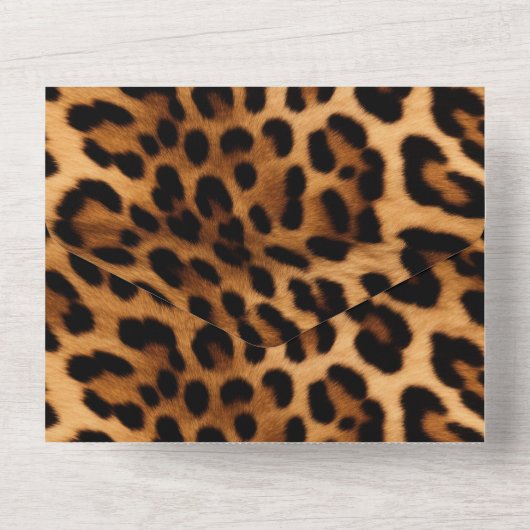 Chic Brown Leopard All In One Uitnodiging (Achterkant)