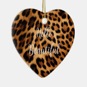 Chic Brown Leopard Print Kerstmis Keramisch Ornament (Rechts)