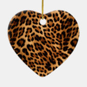 Chic Brown Leopard Print Kerstmis Keramisch Ornament (Achterkant)