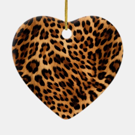 Chic Brown Leopard Print Kerstmis Keramisch Ornament (Achterkant)