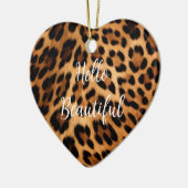 Chic Brown Leopard Print Kerstmis Keramisch Ornament (Links)