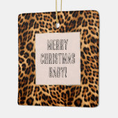 Chic Brown Leopard Print Kerstmis Keramisch Ornament (Links)