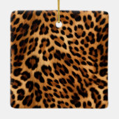 Chic Brown Leopard Print Kerstmis Keramisch Ornament (Achterkant)
