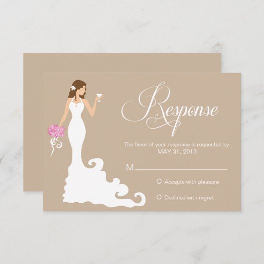 Chic Brown Mariée Moderne RSVP (Devant / Derrière)