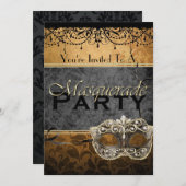 Chic  Brown Masquerade-uitnodigingen Kaart (Voorkant / Achterkant)