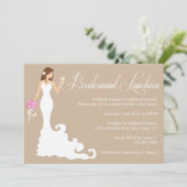 Chic Brown Modern Bride Posh Bridesmaid Luncheon Kaart (Staand voorkant)