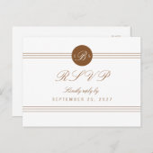 Chic Brown Monogramme réponse RSVP carte postale (Devant / Derrière)