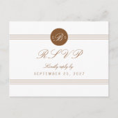 Chic Brown Monogramme réponse RSVP carte postale (Devant)