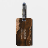 Chic Brown Roos Gold Glitter Agate Custom Monogram Bagagelabel (Achterkant verticaal)