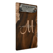 Chic Brown Roos Gold Glitter Agate Custom Monogram Mini Klembord (Schuin)