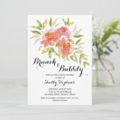 Chic Brunch et bulles florales Invitations (Debout devant)