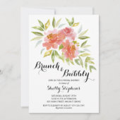 Chic Brunch et bulles florales Invitations (Devant)