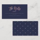 Chic Brush Script Roos Gold Wedding Details Visitekaartje (Voorkant / Achterkant)