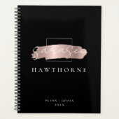 Chic Brush Stroke Black Faux Rose Gold Monogramme (Devant)
