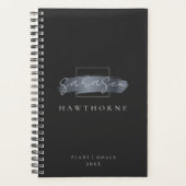 Chic Brush Stroke Black Faux Silver Grey Monogramm (Devant)