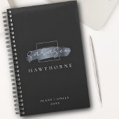 Chic Brush Stroke Black Faux Silver Grey Monogramm