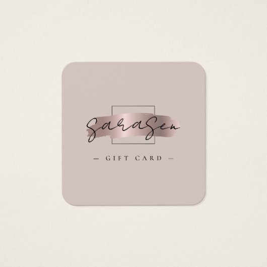 Chic Brush Stroke Roos Goud Cadeaubon Kaart (Voorkant)