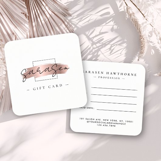 Chic Brush Stroke Rose Gold Carte de certificat ca