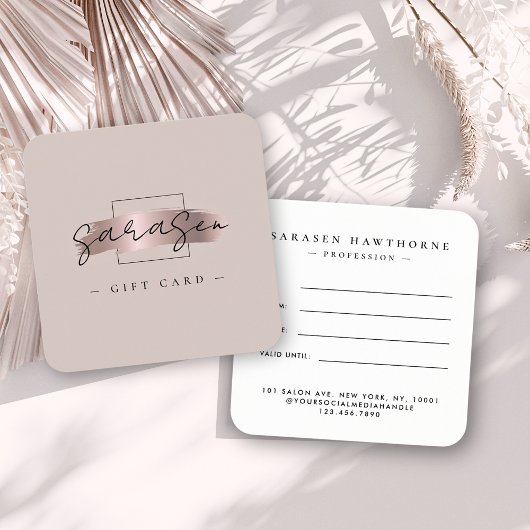 Chic Brush Stroke Rose Gold Carte de certificat ca