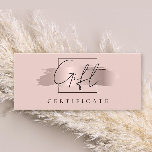 Chic Brush Stroke Rose Gold Carte de certificat ca