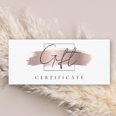 Chic Brush Stroke Rose Gold Carte de certificat ca
