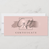 Chic Brush Stroke Rose Gold Carte de certificat ca (Devant)