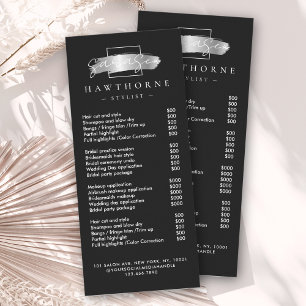 Chic Brush Stroke Salon prijslijst diensten Modern Reclamekaart