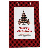 Chic buffalo plaid Christmas gift bag editable  Medium Cadeauzakje (Voorkant)
