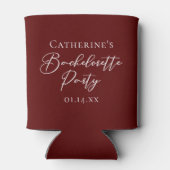 Chic Burgundy Bachelorette Party Personalized Blikjeskoeler (Achterkant)