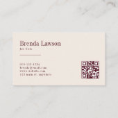 Chic Burgundy & Beige Professional QR Code Visitekaartje (Achterkant)