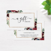 Chic Burgundy Blush Floral Gift Certificate Kaart (Bureau)