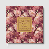 Chic Burgundy Blush Gold Boho Mariage livre d'hôte (Recto)