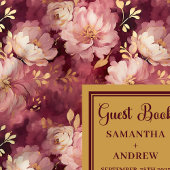 Chic Burgundy Blush Gold Boho Mariage livre d'hôte