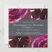 Chic Burgundy Floral Thanksgiving Dinner Kaart (Voorkant)