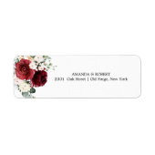 Chic Burgundy Floral Wedding Invitation Etiket (Voorkant)