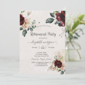 Chic  Burgundy Flowers Retirement Party Kaart (Staand voorkant)