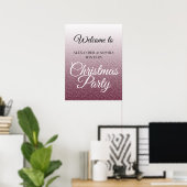 Chic Burgundy Glitter Kerstfeest Welkom Poster (Thuiskantoor)
