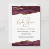 Chic Burgundy Gold Agate Geode Baby shower (Voorkant)