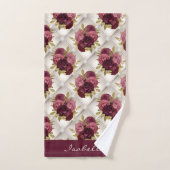 Chic Burgundy Gold Floral diamant tufé Motif (Serviette à main)