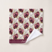 Chic Burgundy Gold Floral diamant tufé Motif (Gant de toilette)