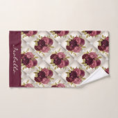 Chic Burgundy Gold Floral diamant tufé Motif (Serviette à main)