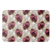 Chic Burgundy Gold Floral diamant tufted Pattern Badmat (Voorkant)