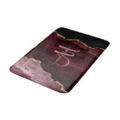 Chic Burgundy Gold Glitter Agate Custom Monogram Badmat (Gekanteld)